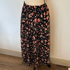 Unbranded Floral Maxi Skirt Black Orange Pink Allover Pattern A line 3XL